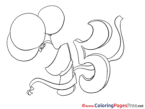 15 Years Balloons Children Happy Birthday Colouring Page