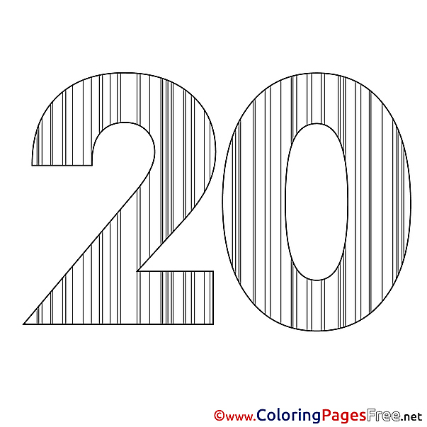 20 Years printable Happy Birthday Coloring Sheets