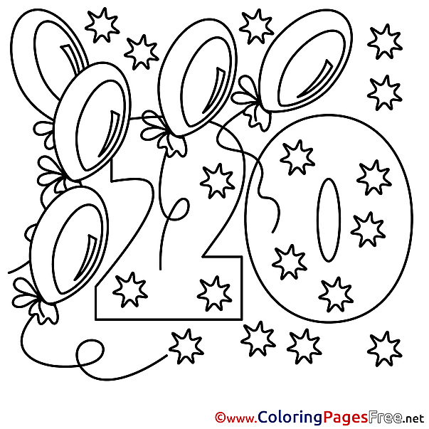 20 Years Stars Happy Birthday Coloring Pages download