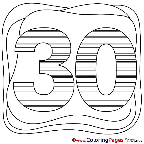 30 Years Happy Birthday free Coloring Pages