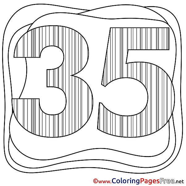 35 Years Children Happy Birthday Colouring Page
