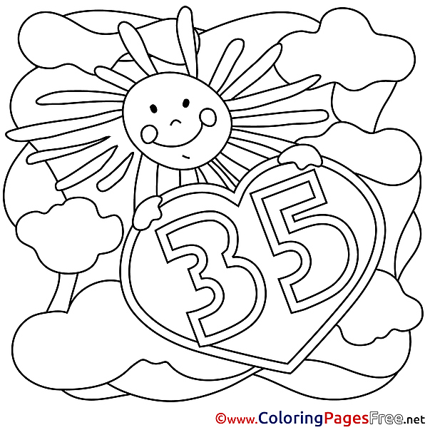 35 Years Sun printable Coloring Pages Happy Birthday