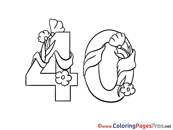 40 Years Flowers Happy Birthday Coloring Pages download