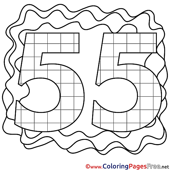 55 Years Happy Birthday Coloring Pages free