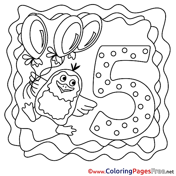 5 Years Kids Happy Birthday Coloring Pages