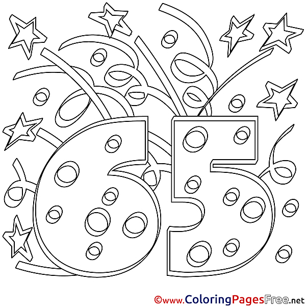 65 Years Coloring Pages Happy Birthday for free