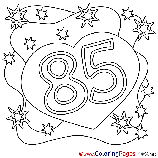 85 Years Happy Birthday Coloring Pages free