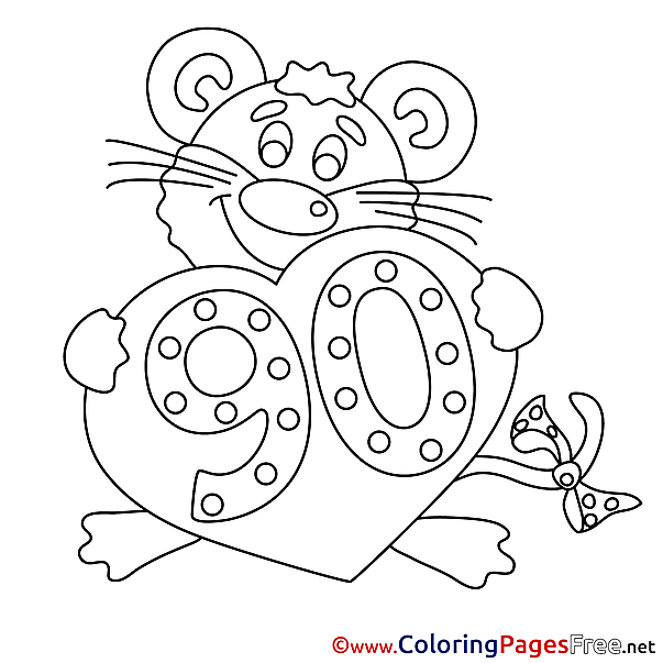 90 Years Coloring Sheets Happy Birthday free