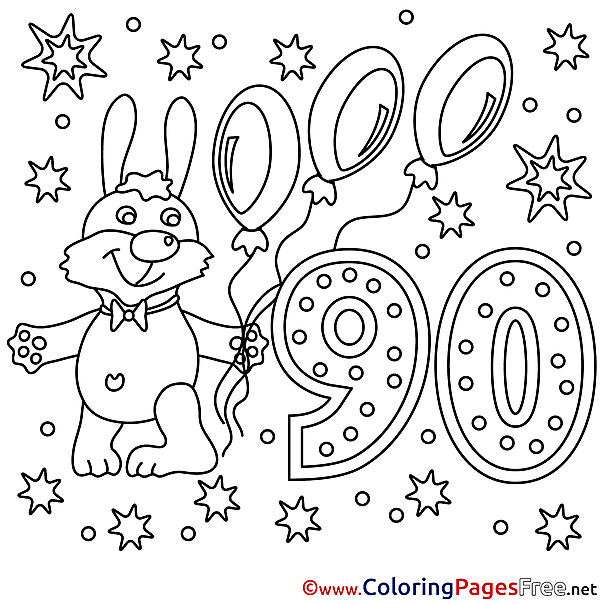 90 Years download Happy Birthday Coloring Pages