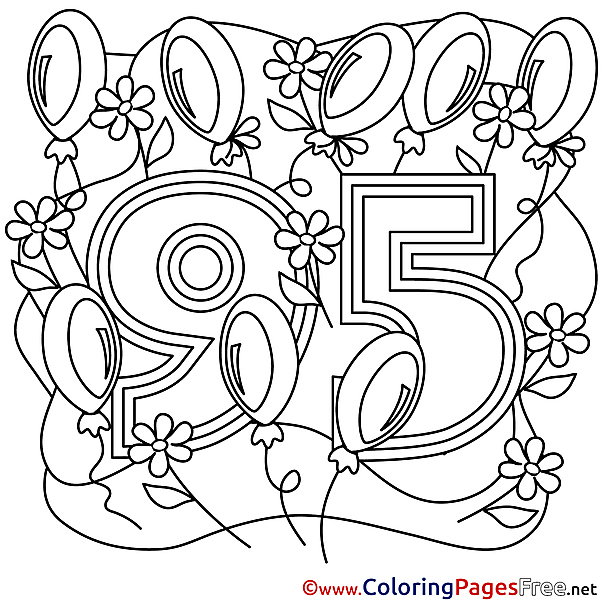 95 Years Colouring Sheet download Happy Birthday