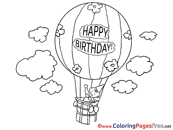 Air Balloon free Happy Birthday Coloring Sheets