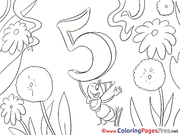 Ant 5 Years Colouring Page Happy Birthday free