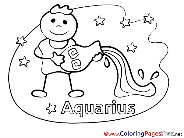 Aquarius free Happy Birthday Coloring Sheets