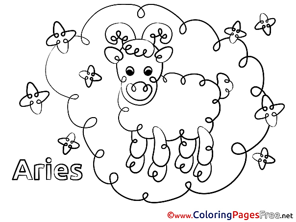 Aries Children Happy Birthday Colouring Page