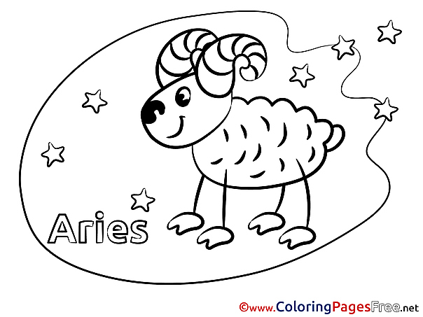 Aries Happy Birthday Coloring Pages free