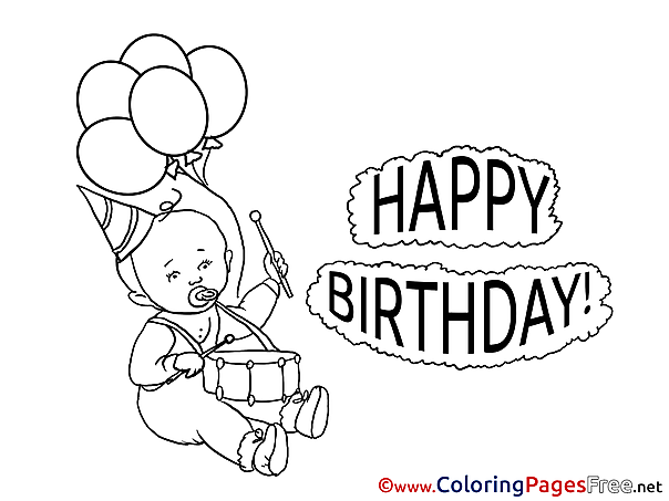 Baby Kids Happy Birthday Coloring Pages
