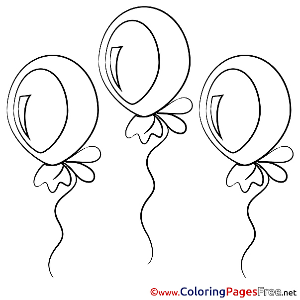 Balloons Happy Birthday free Coloring Pages