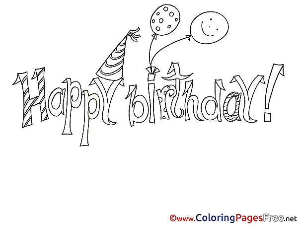 Balloons printable Coloring Pages Happy Birthday