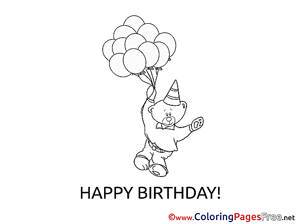 Bear Coloring Pages Happy Birthday for free