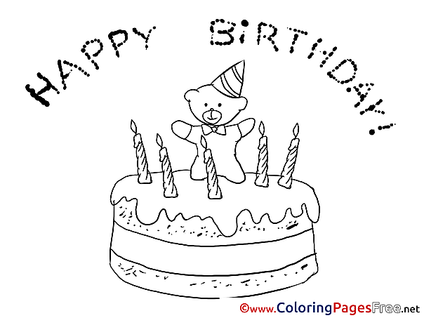 Bear Happy Birthday Coloring Pages free