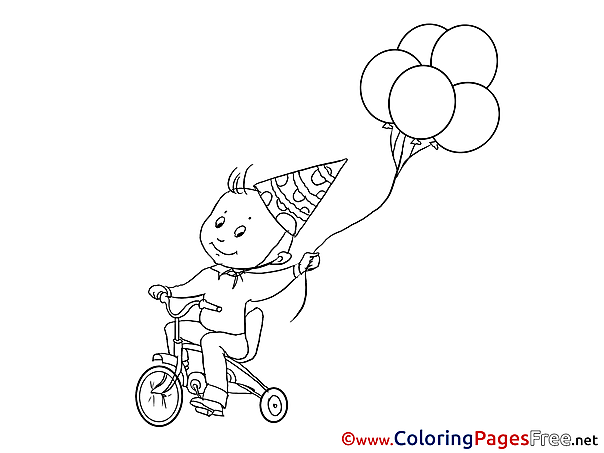 Bicycle Balloons Coloring Sheets Happy Birthday free