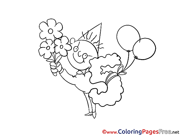 Bouquet Coloring Pages Happy Birthday for free