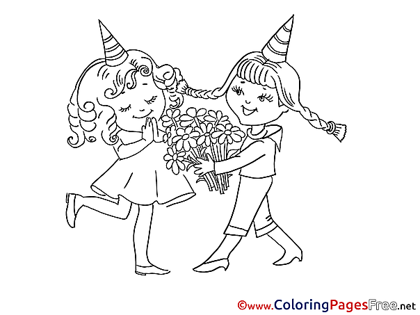 Bouquet Happy Birthday Colouring Sheet free