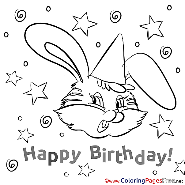 Bunny Colouring Page Happy Birthday free