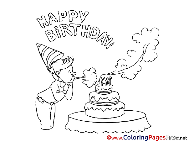 Cake Colouring Page Happy Birthday free