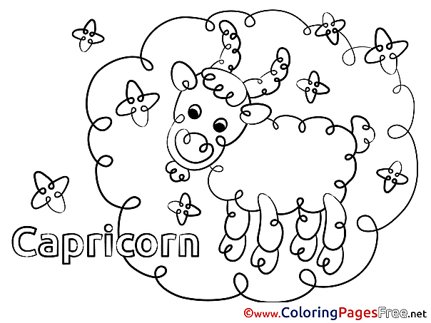 Capricorn Colouring Sheet download Happy Birthday