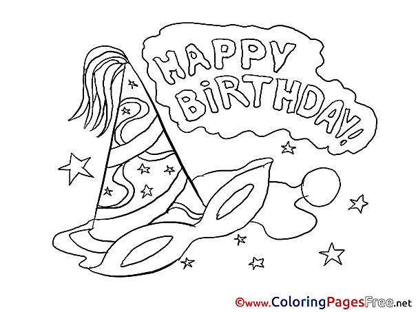 Carnival Mask printable Happy Birthday Coloring Sheets