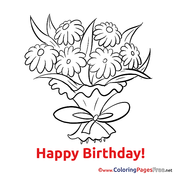 Chamomiles Happy Birthday free Coloring Pages