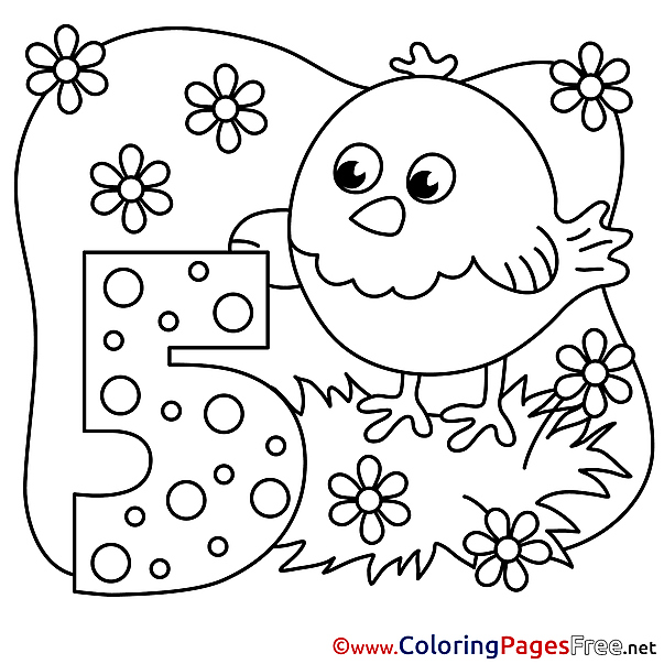 Chicken 5 Years  printable Happy Birthday Coloring Sheets