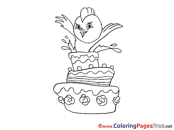 Chicken Happy Birthday Coloring Pages free