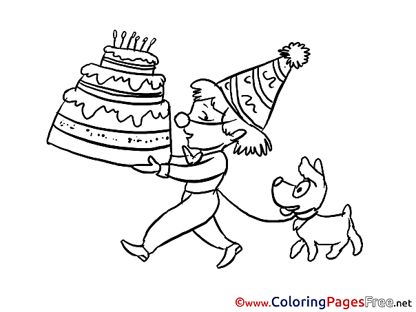 Dog Boy Happy Birthday Coloring Pages download