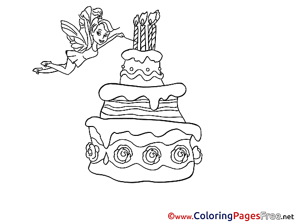 Fairy free Happy Birthday Coloring Sheets