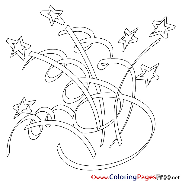 Firework Children Happy Birthday Colouring Page