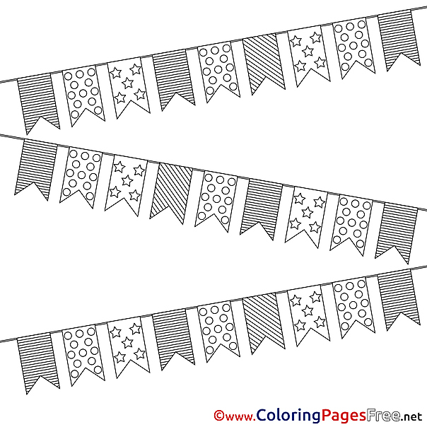 Flags Happy Birthday Coloring Pages download
