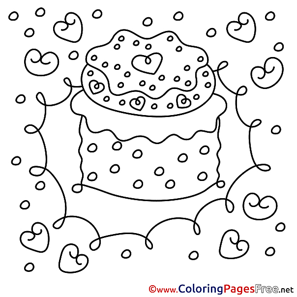 Free Cake Colouring Page Happy Birthday