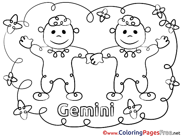 Gemini printable Happy Birthday Coloring Sheets