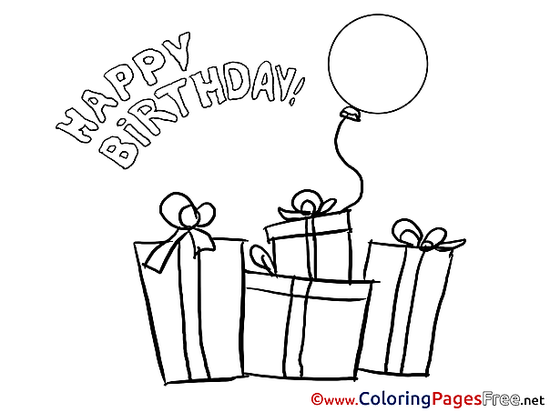 Gifts Happy Birthday Coloring Pages free