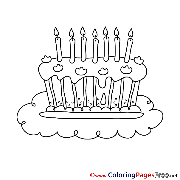 Happy Birthday Candles Cake Coloring Pages free