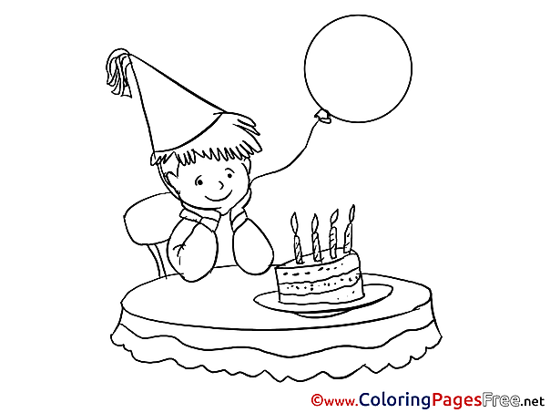 Holiday Boy Kids Happy Birthday Coloring Page
