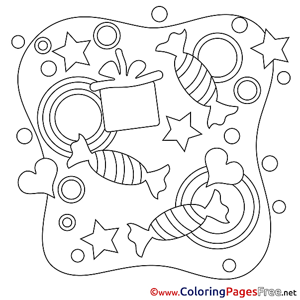 Kids Happy Birthday Candies Coloring Pages