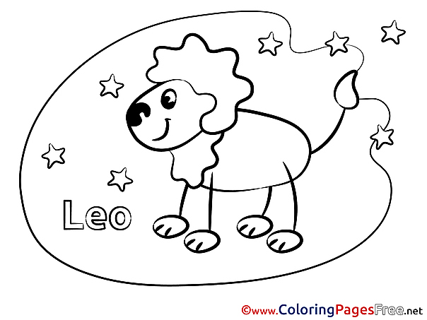 Leo Colouring Sheet download Happy Birthday