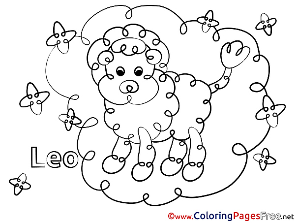 Leo free Colouring Page Happy Birthday