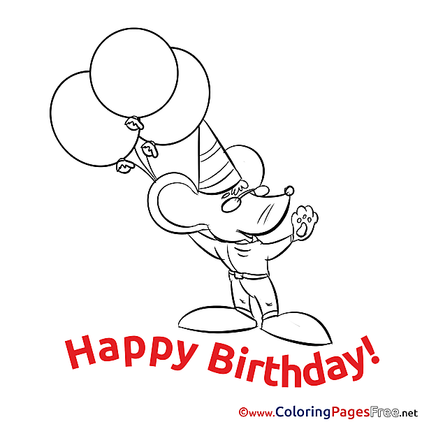 Mouse free Happy Birthday Coloring Sheets