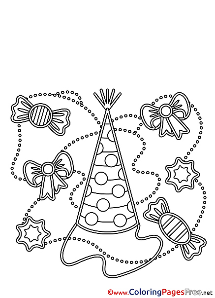 Party Hat download Happy Birthday Coloring Pages