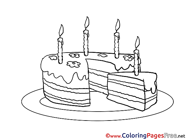 Piece Cake Kids Happy Birthday Coloring Pages