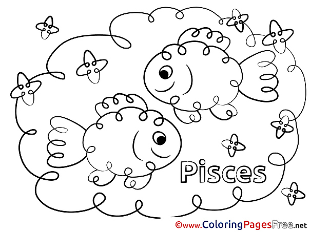 Pisces Happy Birthday Coloring Pages download